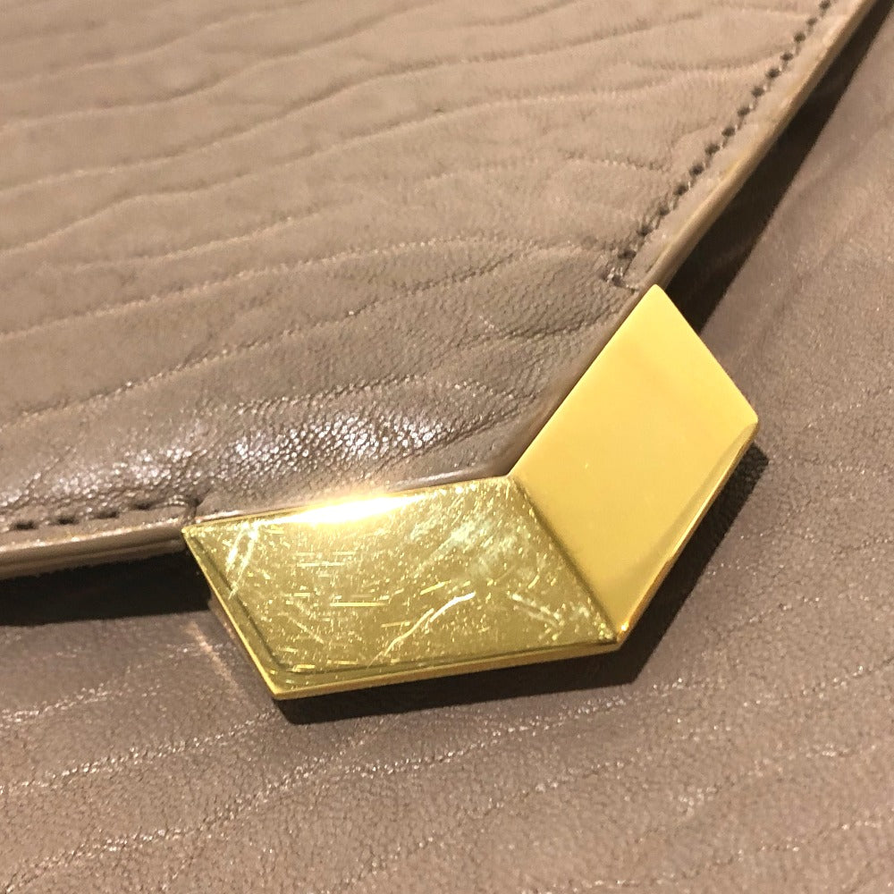 JIMMY CHOO Shoulder Bag GNL163 leather Light Mocha x Gold Metal ChainShoulder Leila Women Used Authentic