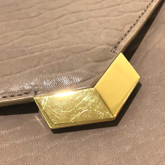 JIMMY CHOO Shoulder Bag GNL163 leather Light Mocha x Gold Metal ChainShoulder Leila Women Used Authentic