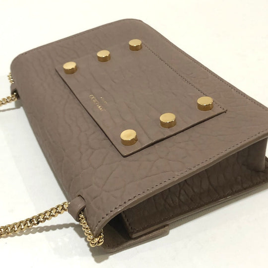 JIMMY CHOO Shoulder Bag GNL163 leather Light Mocha x Gold Metal ChainShoulder Leila Women Used Authentic