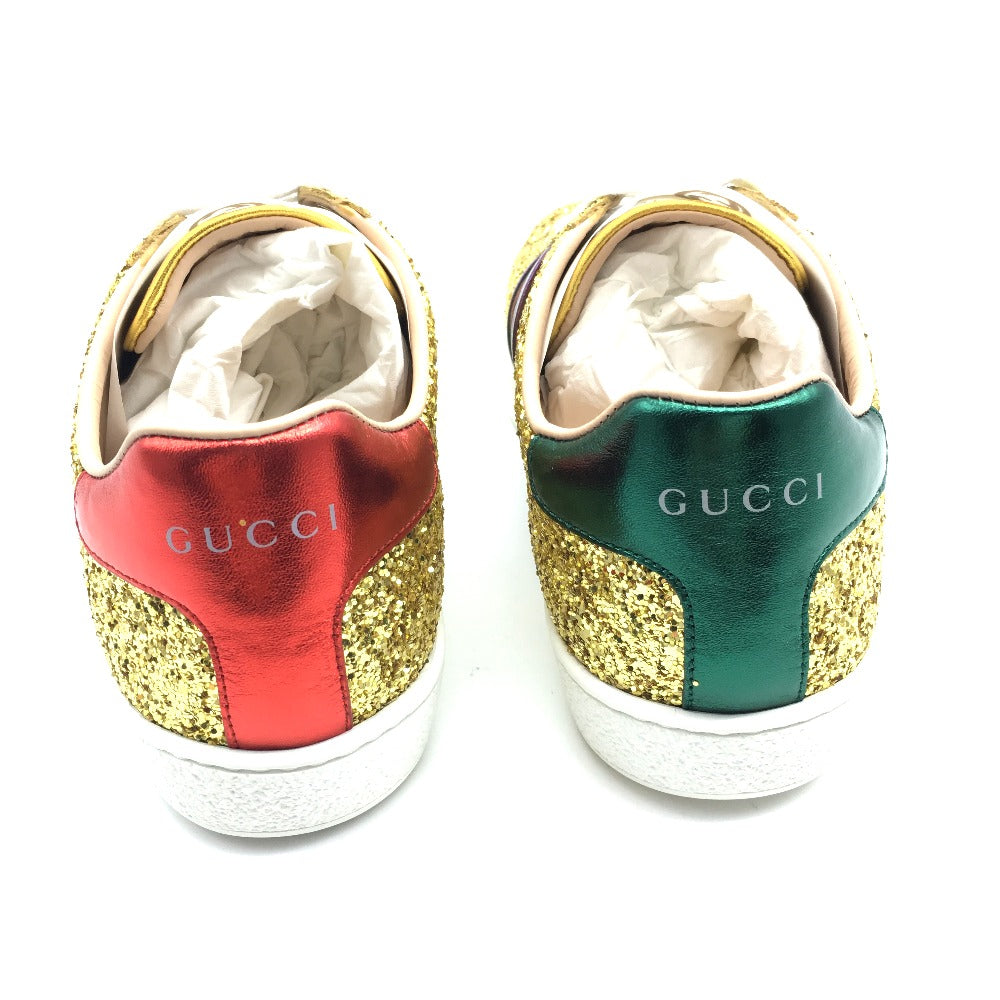 GUCCI sneakers 475610 Glitter Canvas , Sequins Gold type Sherry line Women 36.5 Used Authentic