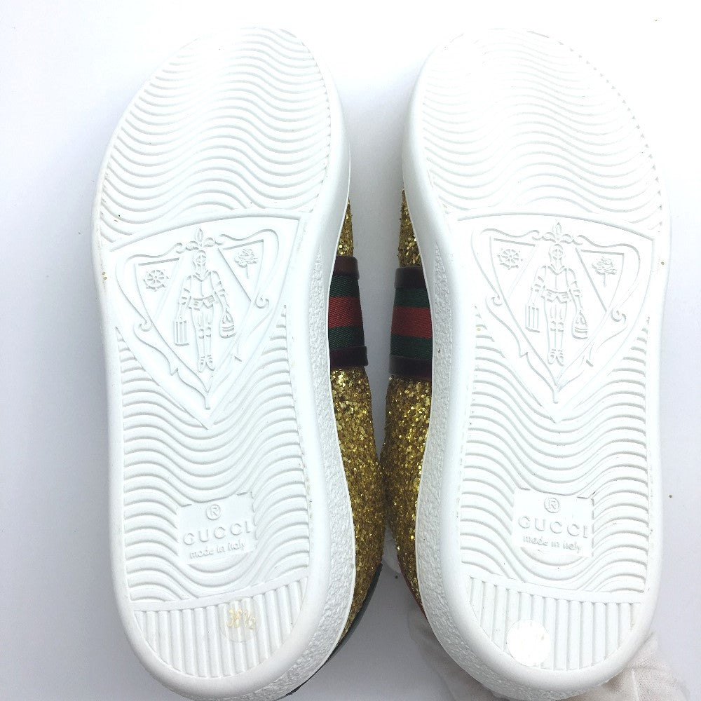GUCCI sneakers 475610 Glitter Canvas , Sequins Gold type Sherry line Women 36.5 Used Authentic