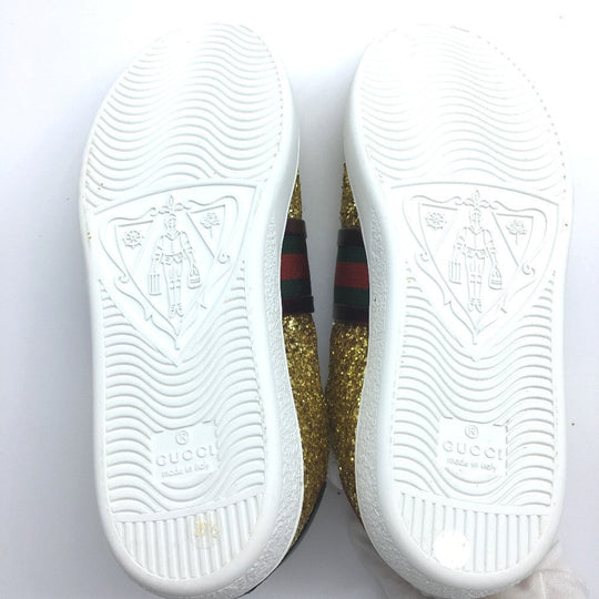 GUCCI sneakers 475610 Glitter Canvas , Sequins Gold type Sherry line Women 36.5 Used Authentic