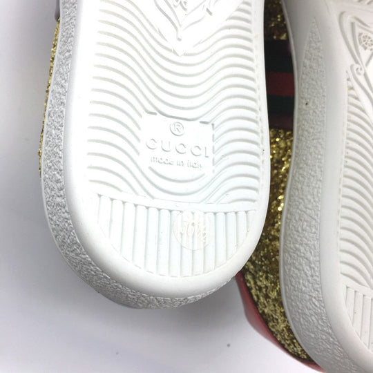 GUCCI sneakers 475610 Glitter Canvas , Sequins Gold type Sherry line Women 36.5 Used Authentic