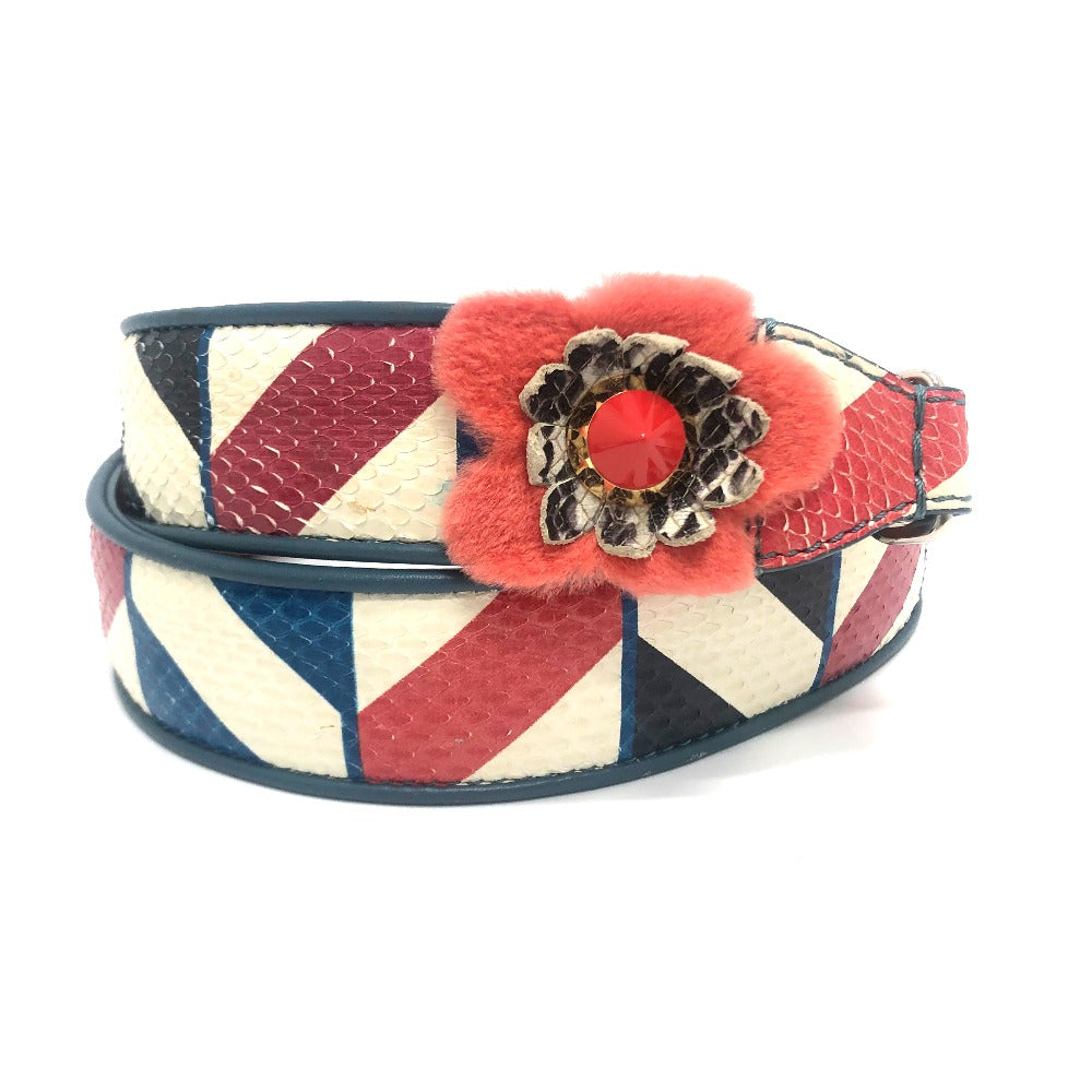 FENDI Shoulder strap 8AV077 leather White x Multicolor x Silver Metal Flower studs Strap you Women Used Authentic