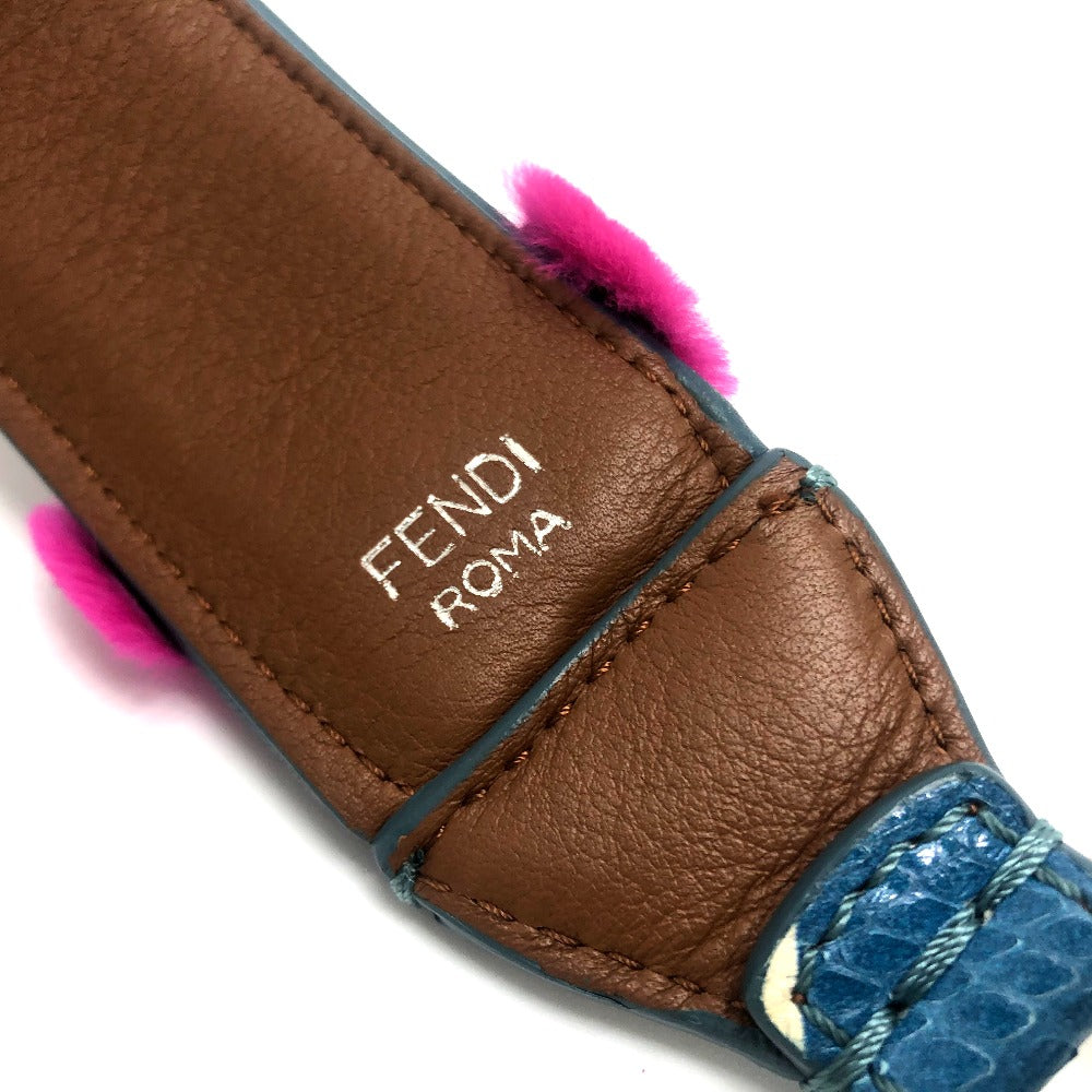 FENDI Shoulder strap 8AV077 leather White x Multicolor x Silver Metal Flower studs Strap you Women Used Authentic