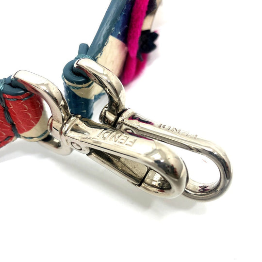 FENDI Shoulder strap 8AV077 leather White x Multicolor x Silver Metal Flower studs Strap you Women Used Authentic