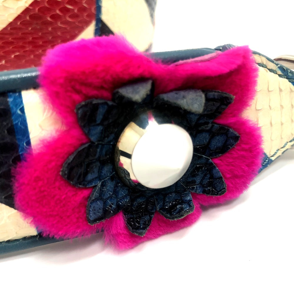 FENDI Shoulder strap 8AV077 leather White x Multicolor x Silver Metal Flower studs Strap you Women Used Authentic
