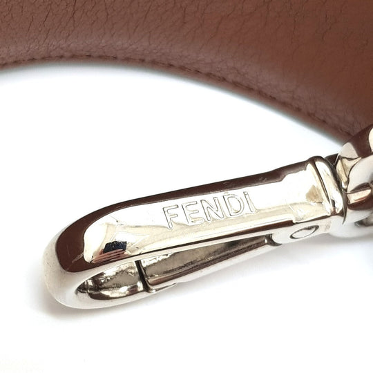 FENDI Shoulder strap 8AV077 leather White x Multicolor x Silver Metal Flower studs Strap you Women Used Authentic