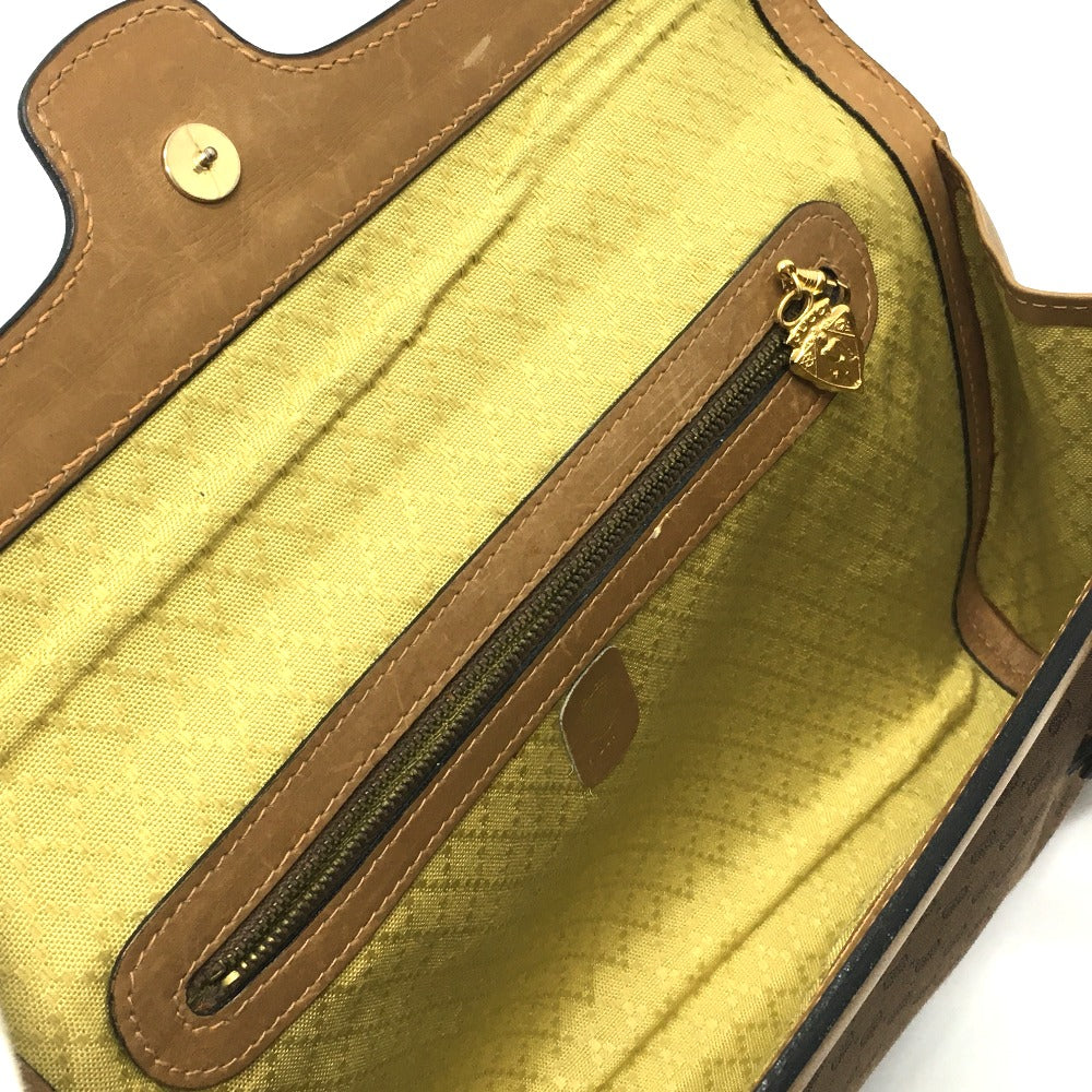 GUCCI Shoulder Bag 067 GG canvas / leather Brown Micro GG Old Gucci Women Used Authentic
