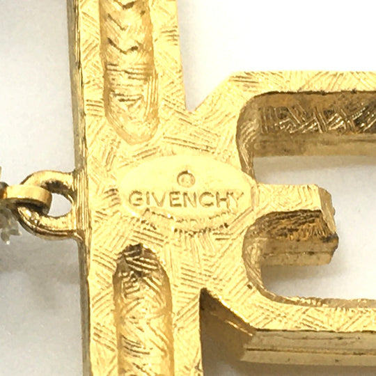 GIVENCHY Necklace Gold Plated Black x white 3 stations Ball necklace Women Used Authentic