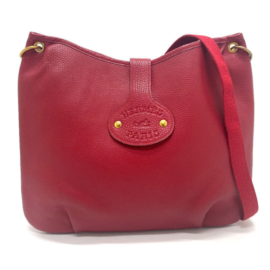 HERMES Shoulder Bag Taurillon Clemence Red Rodeo Women Used Authentic