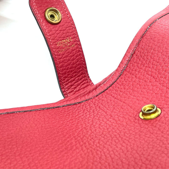 HERMES Shoulder Bag Taurillon Clemence Red Rodeo Women Used Authentic