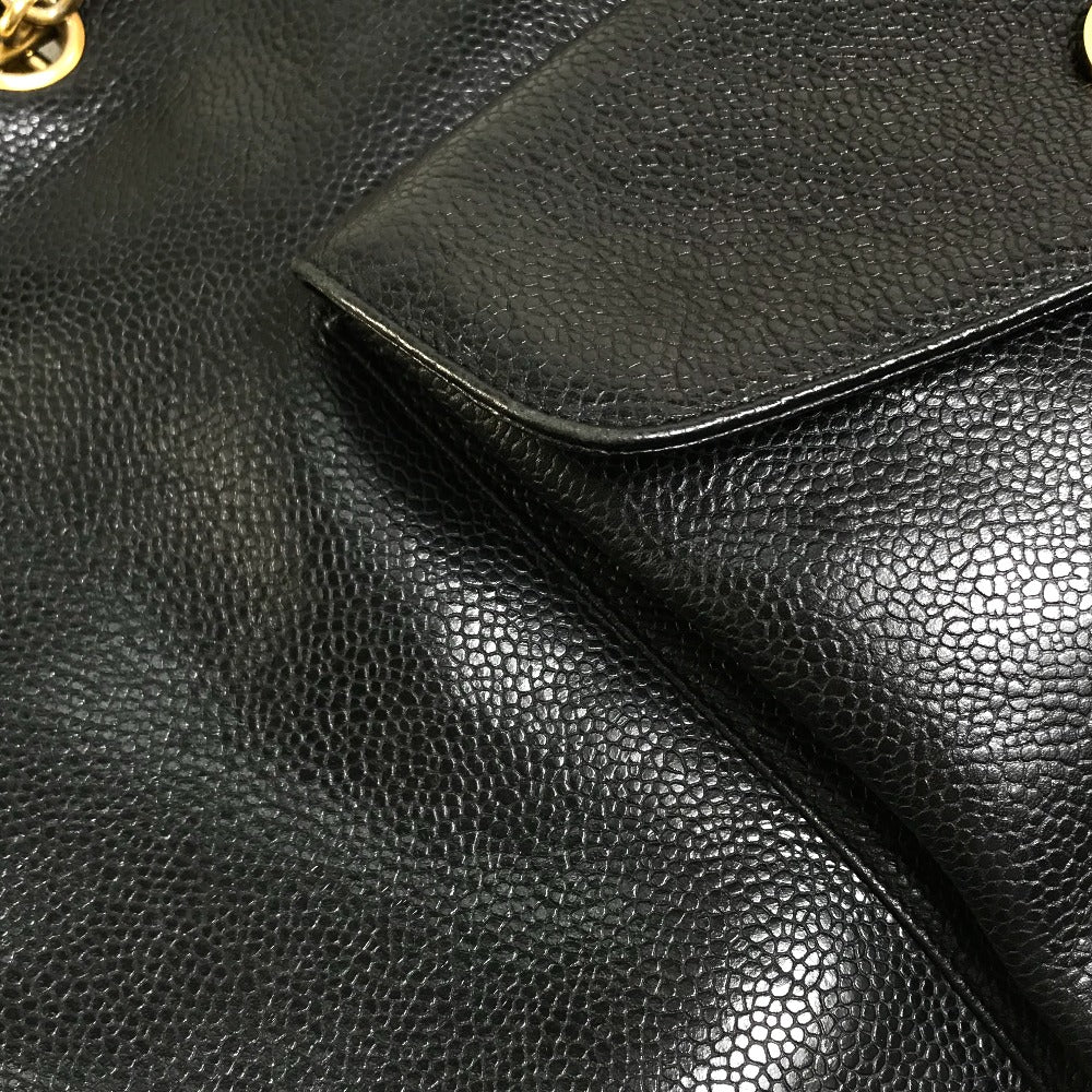 CHANEL Shoulder Bag Caviar skin black COCO Mark Coco ball Women Used Authentic