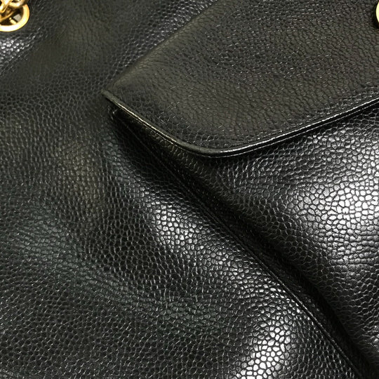 CHANEL Shoulder Bag Caviar skin black COCO Mark Coco ball Women Used Authentic