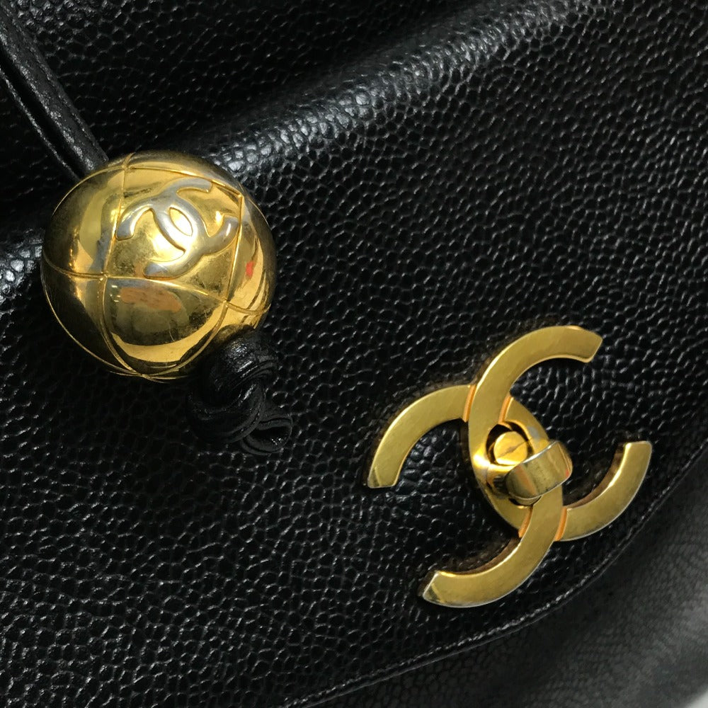CHANEL Shoulder Bag Caviar skin black COCO Mark Coco ball Women Used Authentic