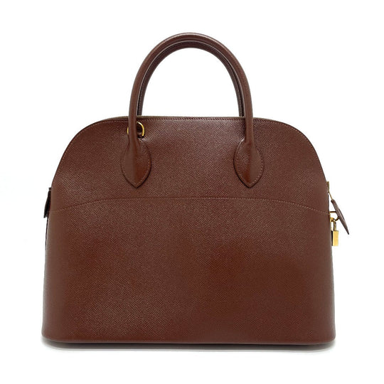 HERMES Handbag leather Brown Bored 35 Women Used Authentic