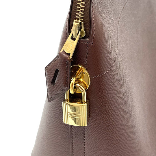 HERMES Handbag leather Brown Bored 35 Women Used Authentic