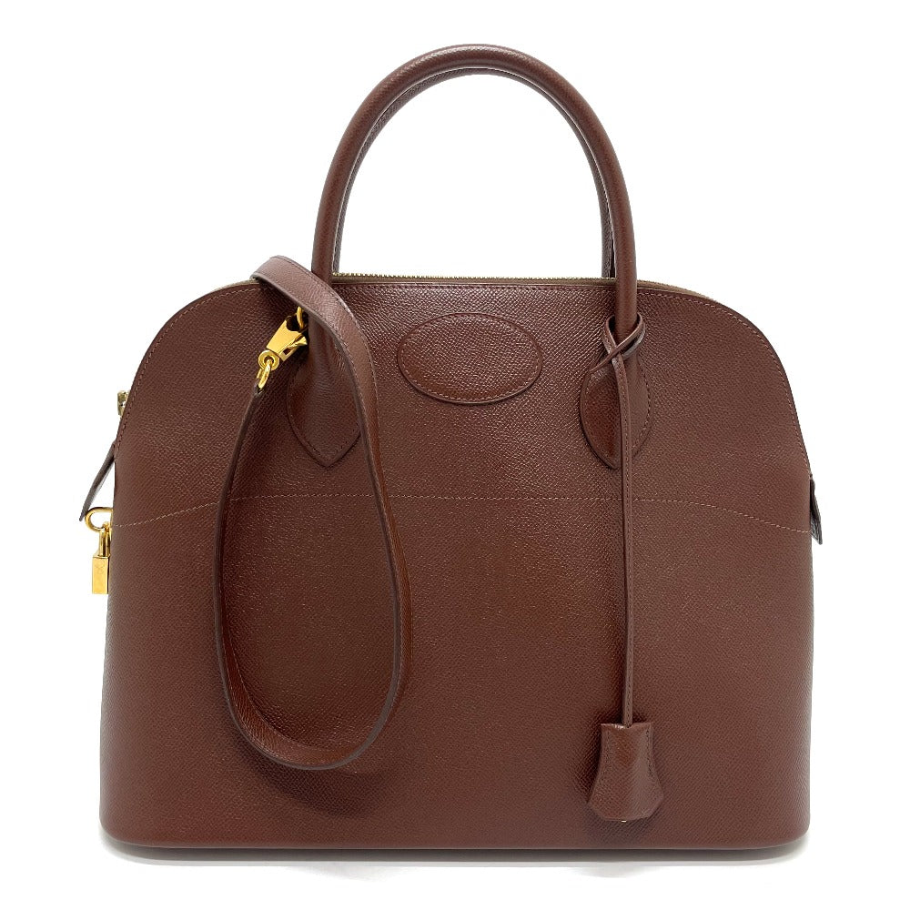 HERMES Handbag leather Brown Bored 35 Women Used Authentic