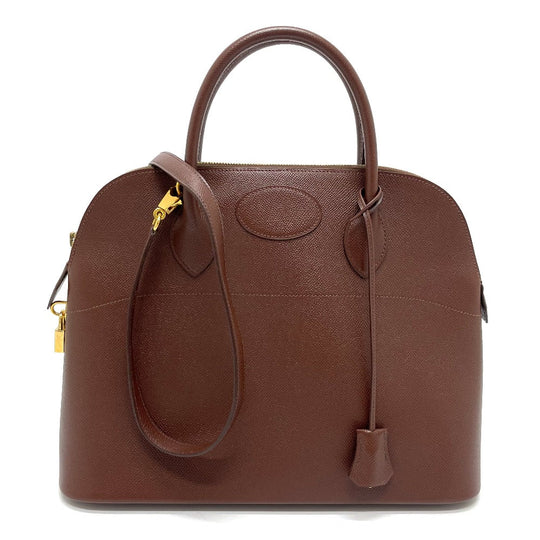 HERMES Handbag leather Brown Bored 35 Women Used Authentic