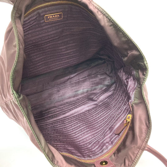 PRADA Tote Bag BR4354 Leather / nylon purple With logo Semi-Shoulder Women Used Authentic