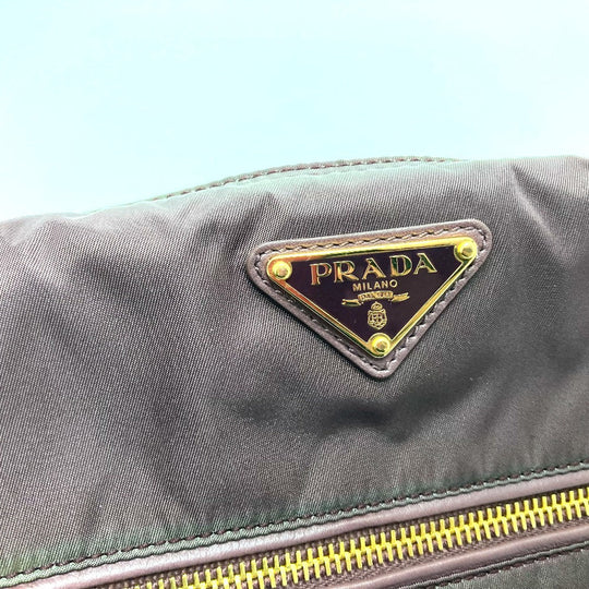 PRADA Tote Bag BR4354 Leather / nylon purple With logo Semi-Shoulder Women Used Authentic