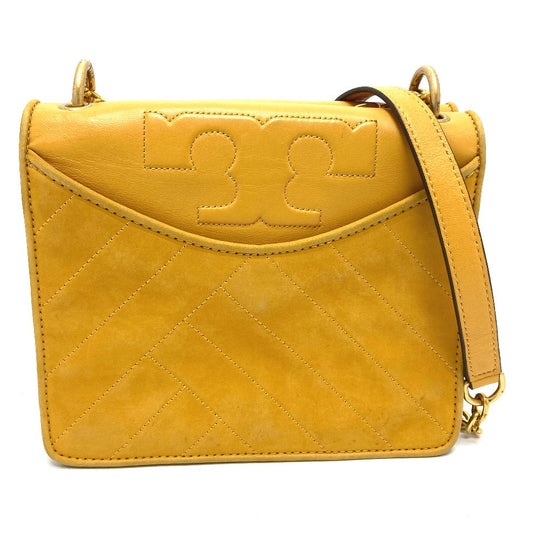 Tory Burch Shoulder Bag Lamb leather yellow logo Women Used Authentic