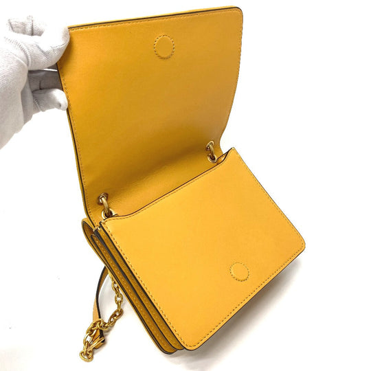Tory Burch Shoulder Bag Lamb leather yellow logo Women Used Authentic