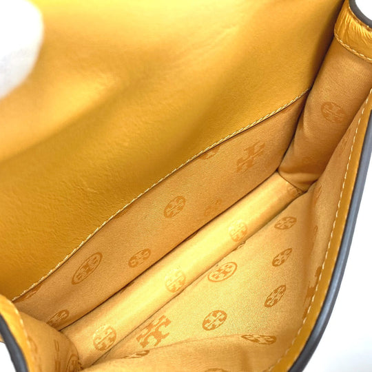 Tory Burch Shoulder Bag Lamb leather yellow logo Women Used Authentic