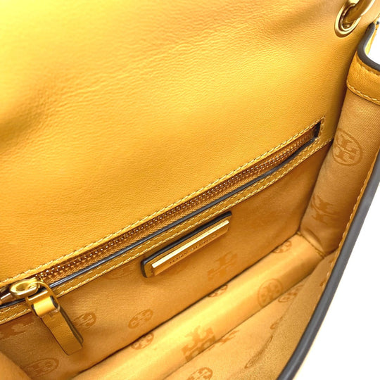 Tory Burch Shoulder Bag Lamb leather yellow logo Women Used Authentic