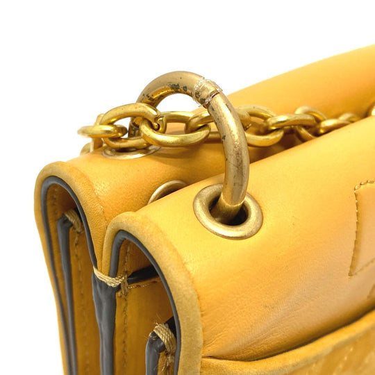 Tory Burch Shoulder Bag Lamb leather yellow logo Women Used Authentic