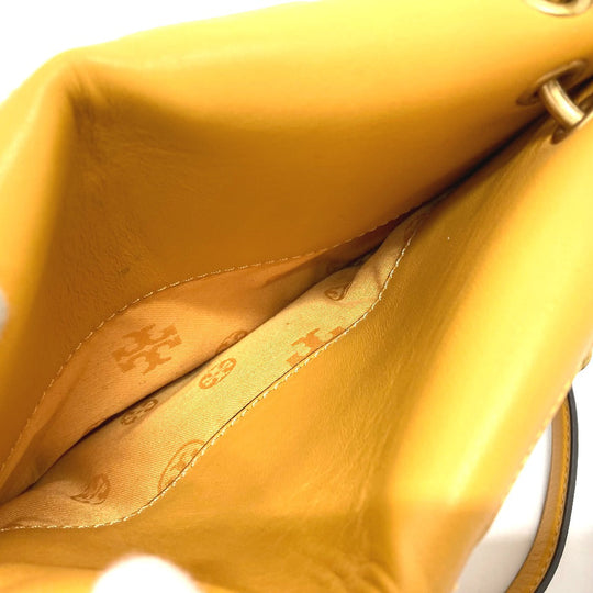 Tory Burch Shoulder Bag Lamb leather yellow logo Women Used Authentic