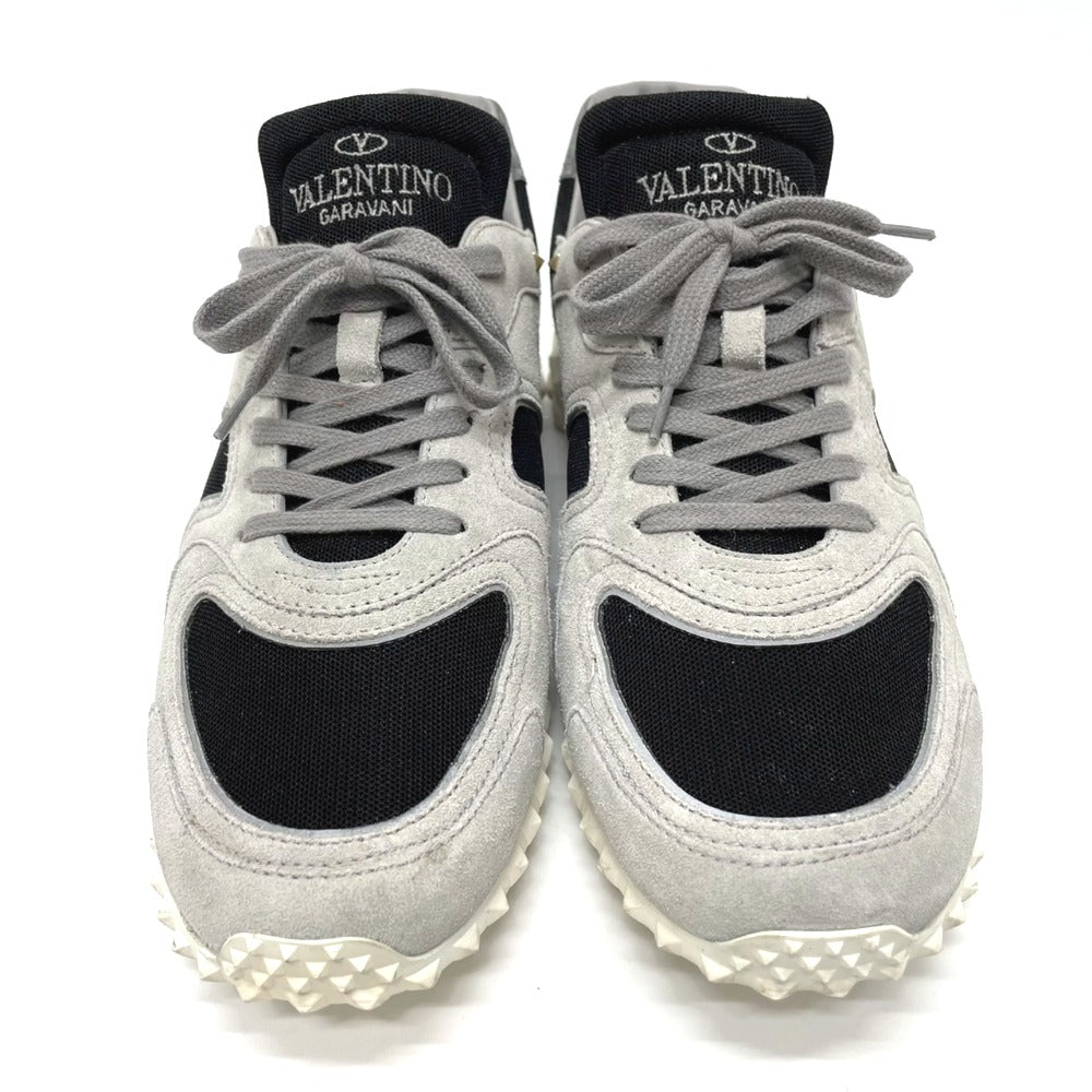 Valentino Garavani sneakers suede Gray x black Rock studs mens 42 Used Authentic