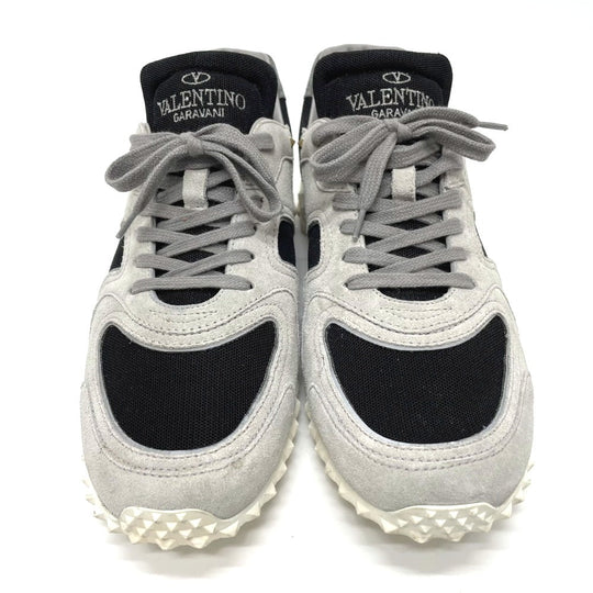 Valentino Garavani sneakers suede Gray x black Rock studs mens 42 Used Authentic