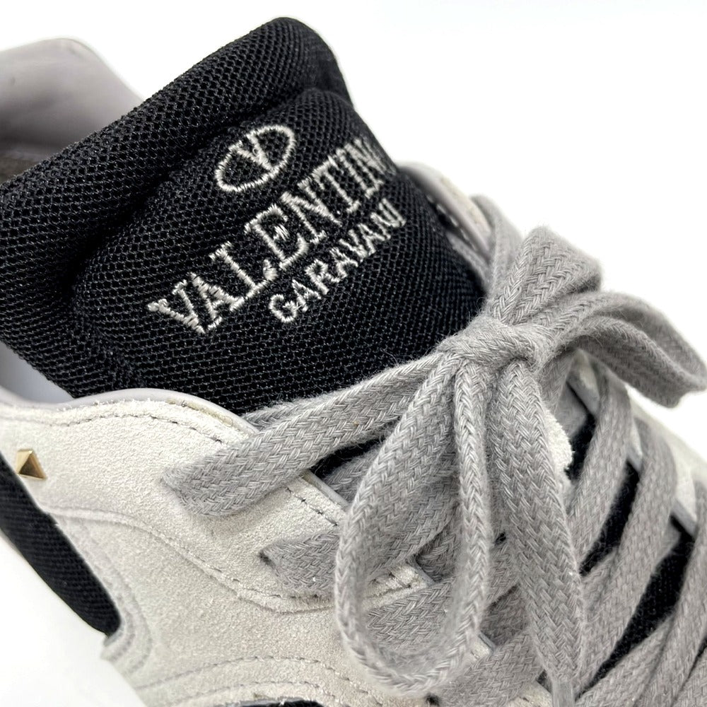Valentino Garavani sneakers suede Gray x black Rock studs mens 42 Used Authentic