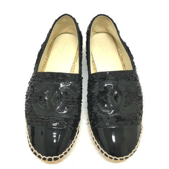 CHANEL Slip-on G29762 Patent Leather, Sequins black CCCOCO Mark 16C sequins Women 37 Used Authentic