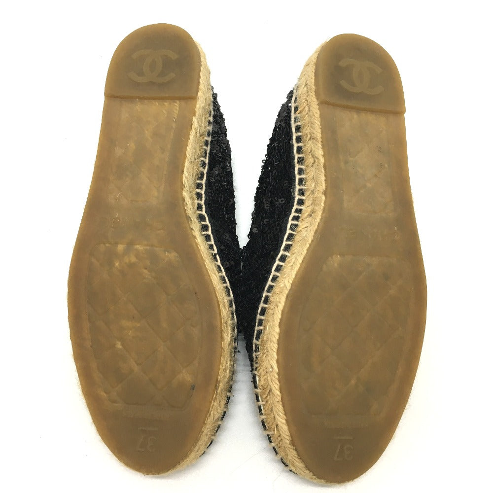 CHANEL Slip-on G29762 Patent Leather, Sequins black CCCOCO Mark 16C sequins Women 37 Used Authentic