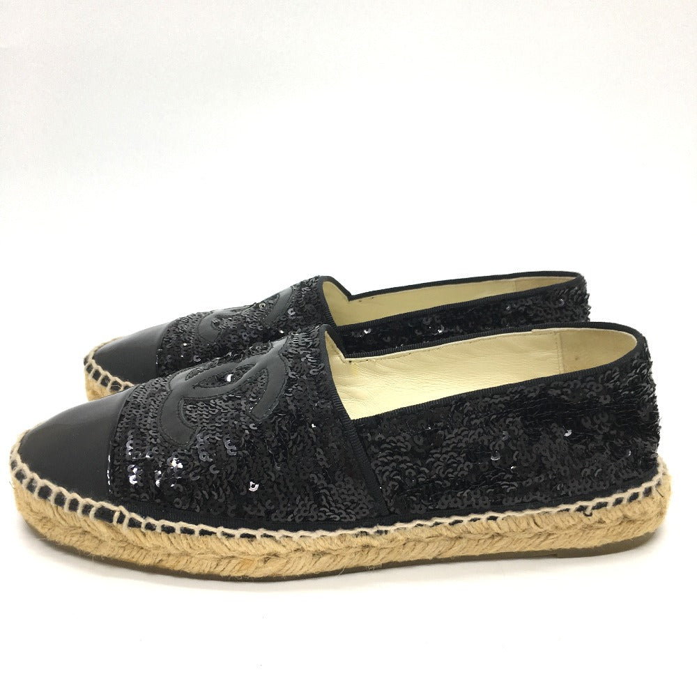 CHANEL Slip-on G29762 Patent Leather, Sequins black CCCOCO Mark 16C sequins Women 37 Used Authentic