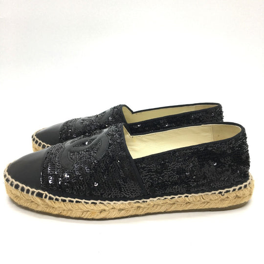 CHANEL Slip-on G29762 Patent Leather, Sequins black CCCOCO Mark 16C sequins Women 37 Used Authentic