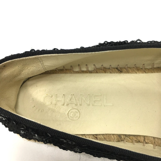 CHANEL Slip-on G29762 Patent Leather, Sequins black CCCOCO Mark 16C sequins Women 37 Used Authentic