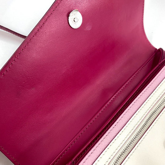 GIVENCHY Shoulder Bag leather Pink x White flap duet Women Used Authentic
