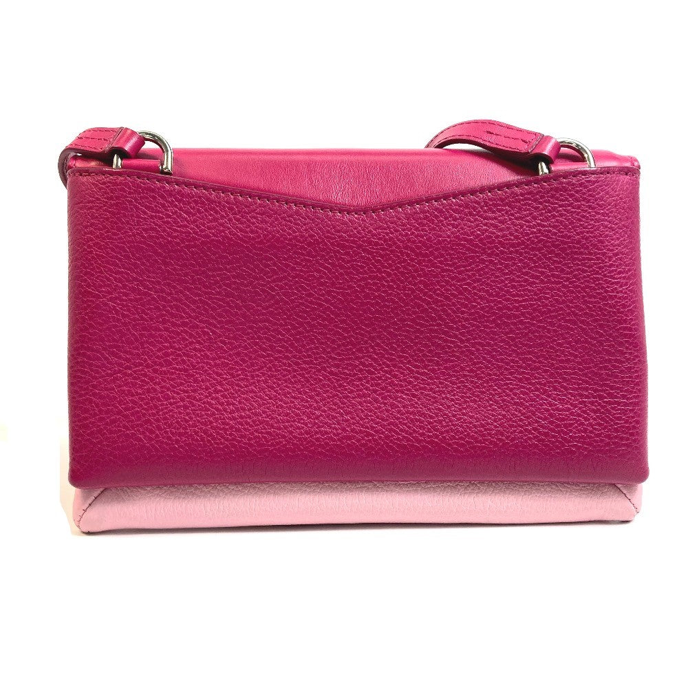 GIVENCHY Shoulder Bag leather Pink x White flap duet Women Used Authentic