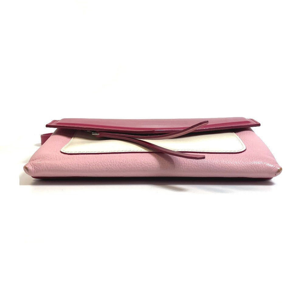 GIVENCHY Shoulder Bag leather Pink x White flap duet Women Used Authentic