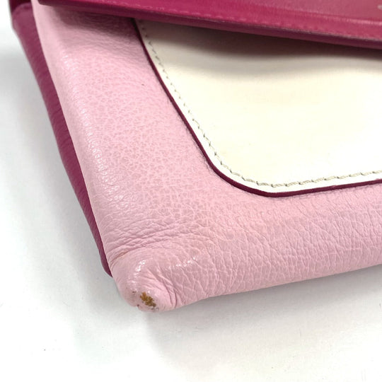 GIVENCHY Shoulder Bag leather Pink x White flap duet Women Used Authentic