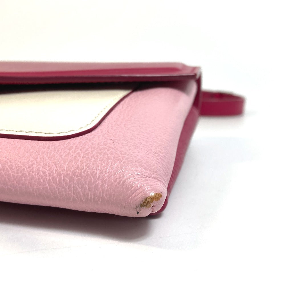 GIVENCHY Shoulder Bag leather Pink x White flap duet Women Used Authentic