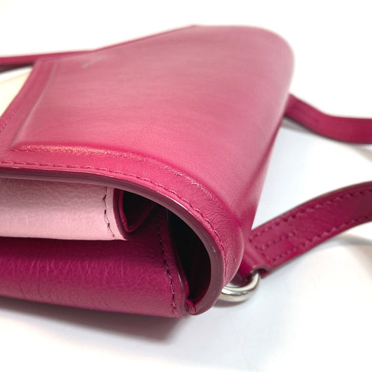 GIVENCHY Shoulder Bag leather Pink x White flap duet Women Used Authentic