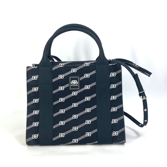 BALENCIAGA Handbag 620884 canvas black BB Trade S Women Used Authentic