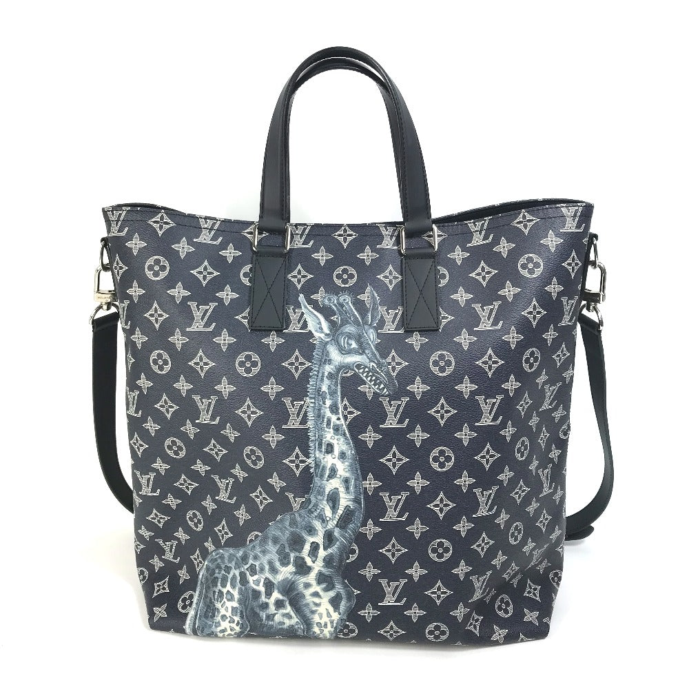 LOUIS VUITTON Tote Bag M54127 Monogram savanna canvas Navy Monogram savanna Jake and Dinos Chapman mens Used Authentic