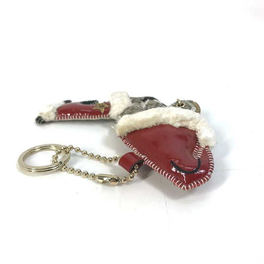 GUCCI Bag charm GG Supreme Canvas beige Gucciori Santa Claus Christmas Keyring GG Chihuahua dog