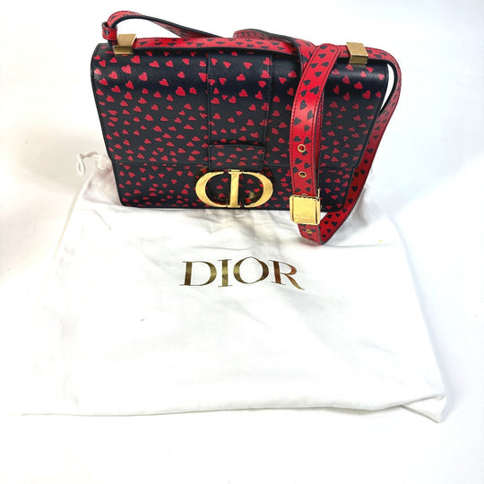 Christian Dior Shoulder Bag leather black heart 30 MONTAIGNE