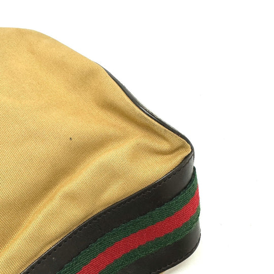 GUCCI Shoulder Bag 001・4286 Leather / canvas beige vintage Sherry line